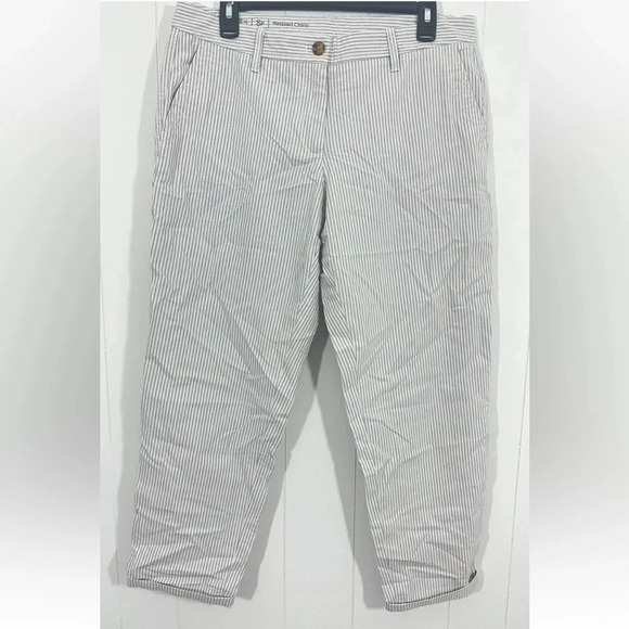 Talbots Relaxed Chino Ankle Length Blue/White stripped pants Sz 8 Petite - Picture 1 of 8